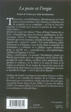 Quatrième de couverture de « La peste et l'orgie »