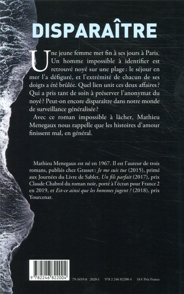Quatrième de couverture de « Disparaître : roman »