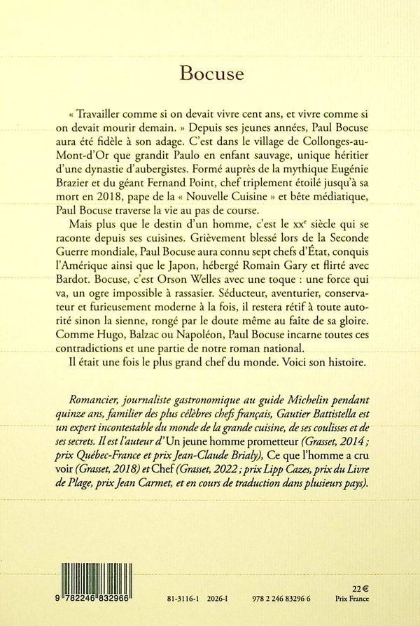 Quatrième de couverture de « Bocuse : roman »