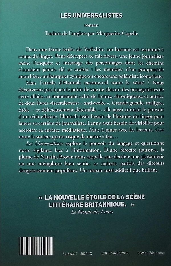 Quatrième de couverture de « Les universalistes : roman »