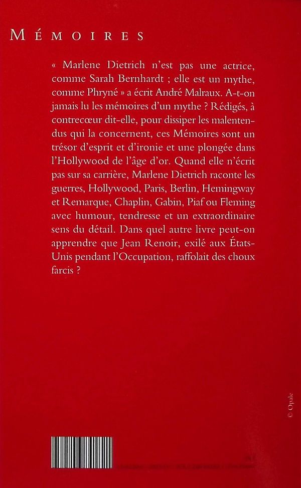 Quatrième de couverture de « Mémoires »