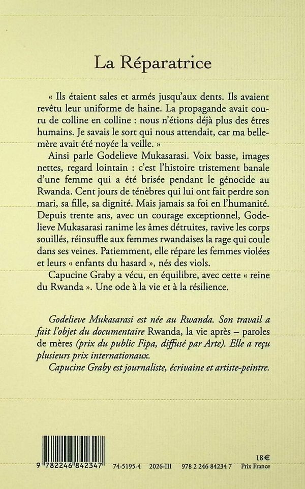 Quatrième de couverture de « La réparatrice »