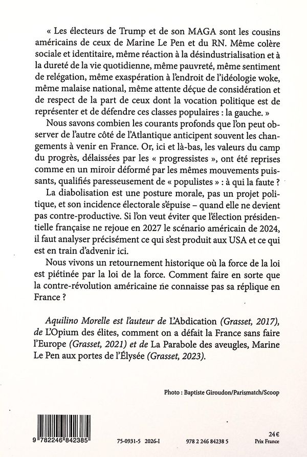 Quatrième de couverture de « La France au miroir de l'Amérique : quand les progressistes font triompher le populisme »