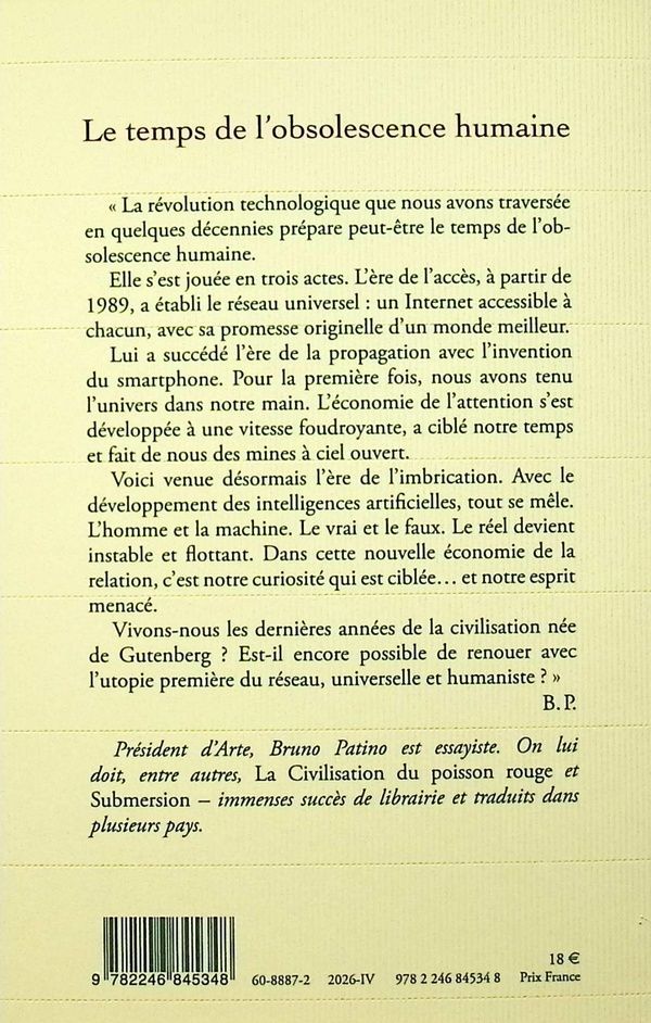 Quatrième de couverture de « Le temps de l'obsolescence humaine »