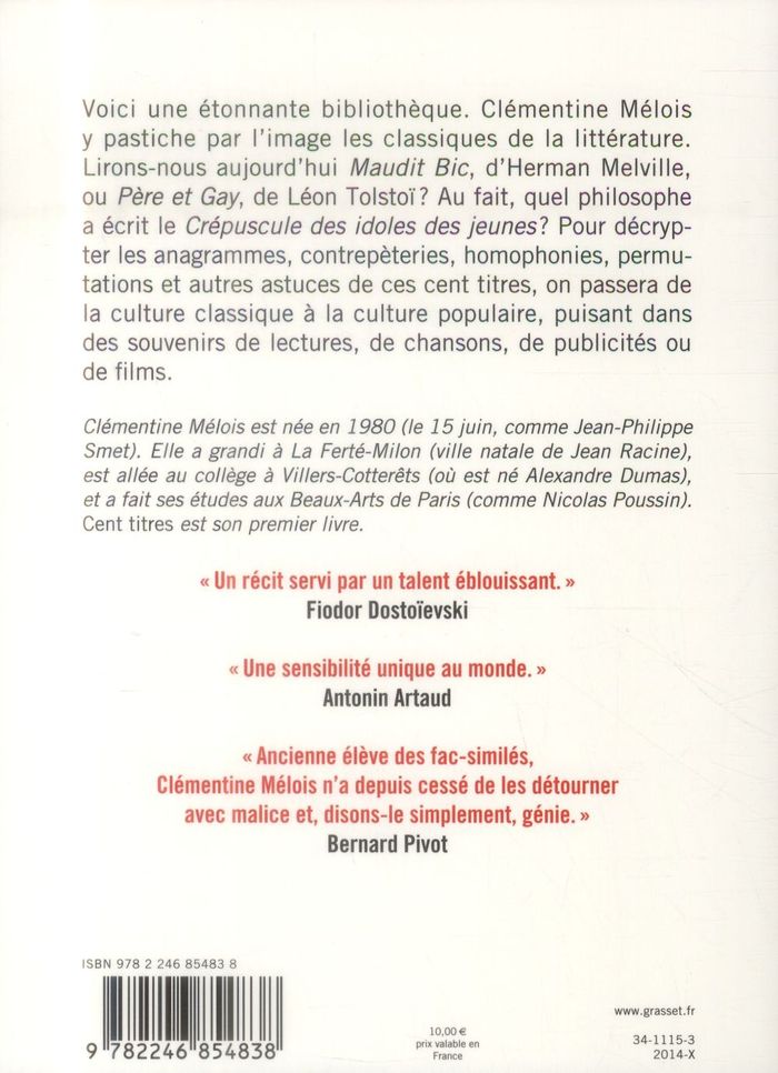 Quatrième de couverture de « Cent titres »
