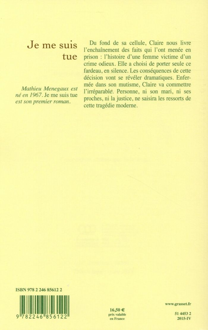 Quatrième de couverture de « Je me suis tue : roman »