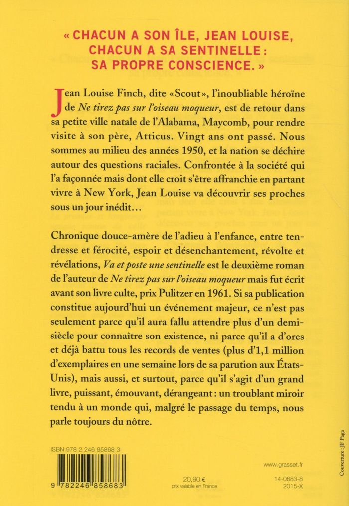 Quatrième de couverture de « Va et poste une sentinelle : roman »