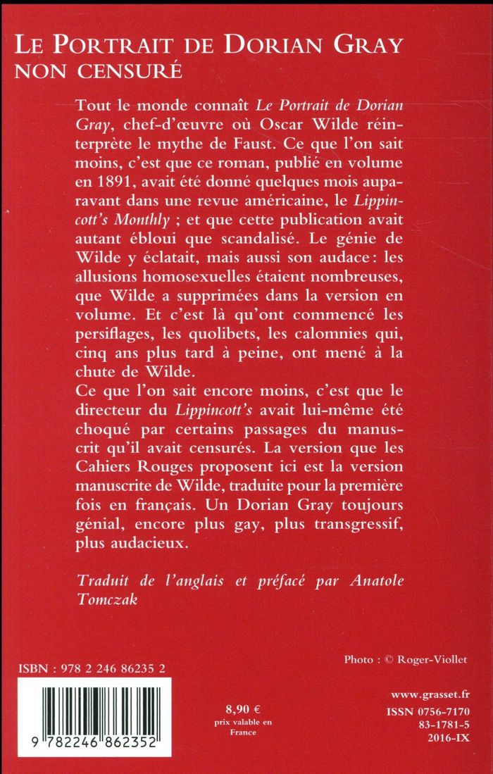 Quatrième de couverture de « Le portrait de Dorian Gray : non censuré »