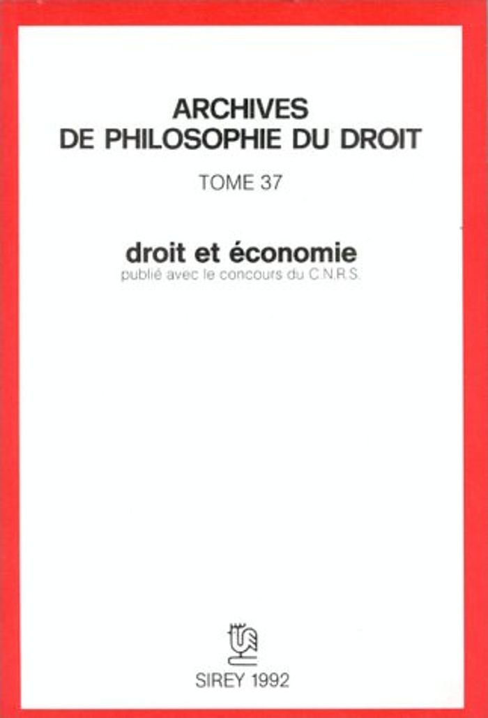 Couverture du livre « DROIT ET ECONOMIE - TOME 37 » de Francois Terre, librairie Les Contes Infusés à Corte