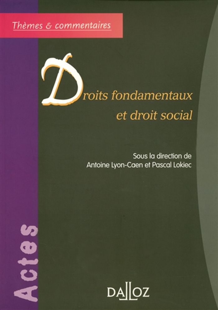 Couverture du livre « DROITS FONDAMENTAUX ET DROIT SOCIAL », librairie Les Contes Infusés à Corte