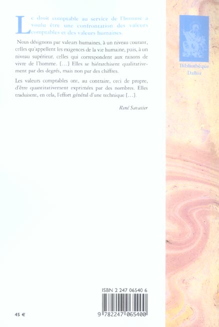 Quatrième de couverture de « LE DROIT COMPTABLE AU SERVICE DE L'HOMME - REIMPRESSION DE L'EDITION DE 1969 »