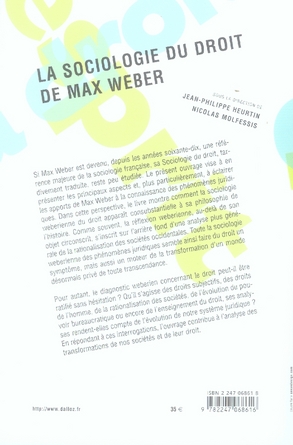 Quatrième de couverture de « LA SOCIOLOGIE DU DROIT DE MAX WEBER »