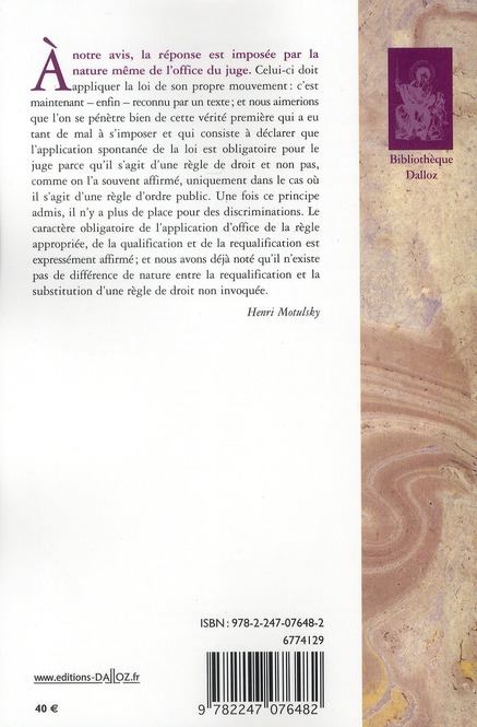 Quatrième de couverture de « ECRITS. ETUDES ET NOTES DE PROCEDURE CIVILE - REIMPRESSION DE L'EDITION DE 1973 »