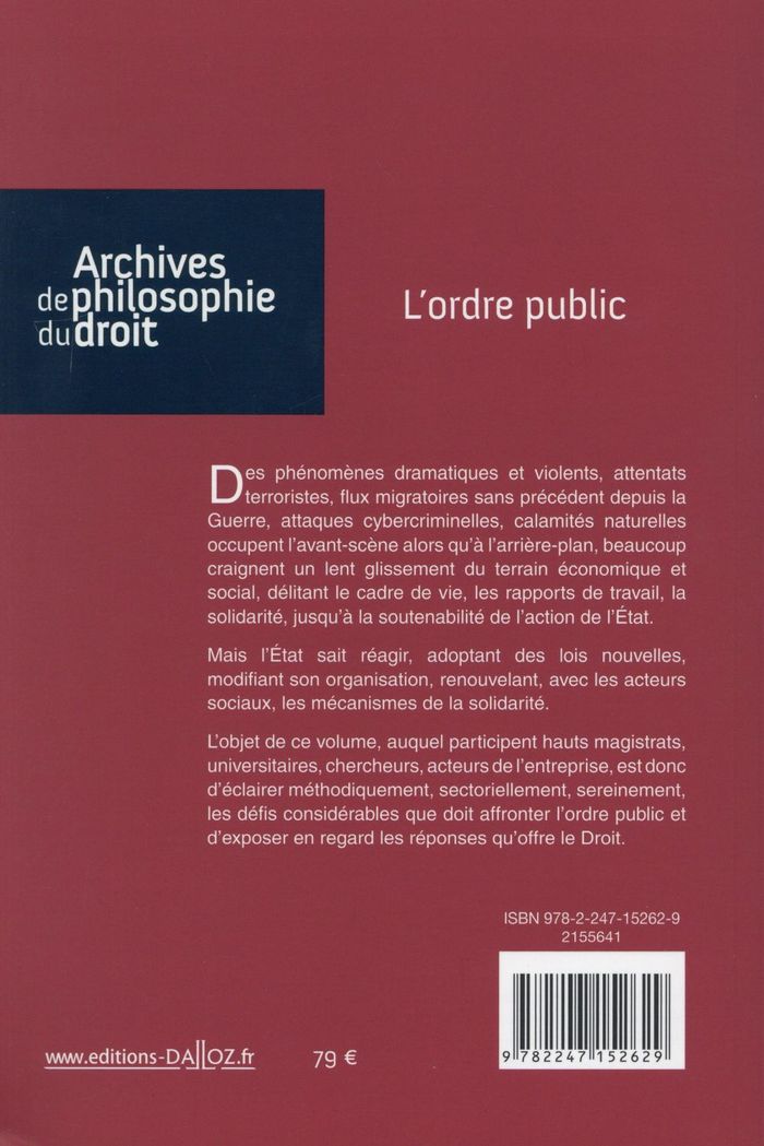 Quatrième de couverture de « L'ORDRE PUBLIC - TOME 58 »