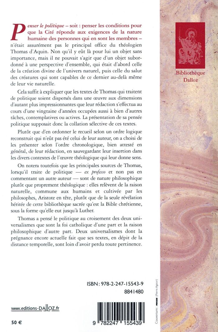Quatrième de couverture de « PENSER LE POLITIQUE »