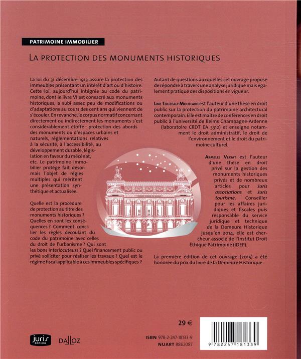 Quatrième de couverture de « LA PROTECTION DES MONUMENTS HISTORIQUES. 2E ED. - PATRIMOINE IMMOBILIER »