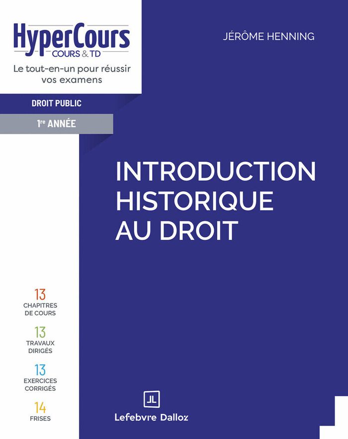Couverture du livre « Introduction historique au droit » de Jérôme Henning, librairie Les Contes Infusés à Corte