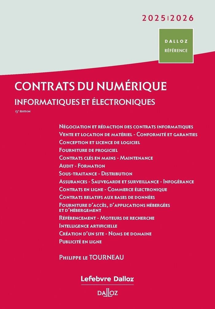 Couverture du livre « Contrats du numérique : informatiques et électroniques » de Philippe Le Tourneau, librairie Les Contes Infusés à Corte
