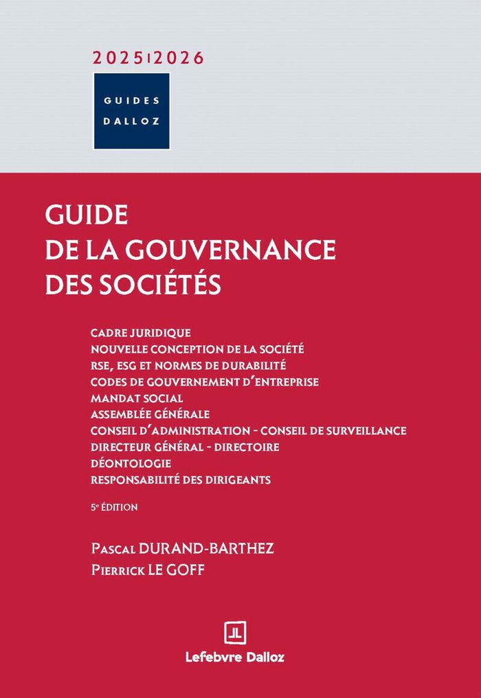 Couverture du livre « Le guide de la gouvernance des sociétés » de Pascal Durand-Barthez, librairie Les Contes Infusés à Corte