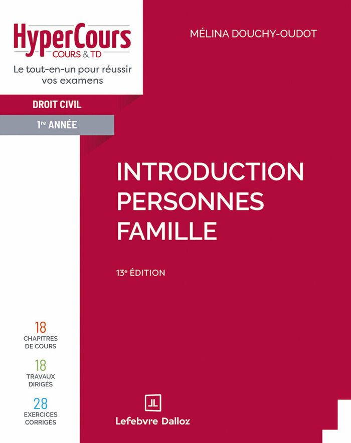 Couverture du livre « Droit civil 1re année : introduction, personnes famille » de Mélina Douchy-Oudot, librairie Les Contes Infusés à Corte