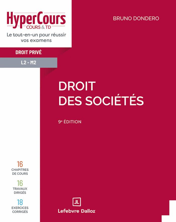 Couverture du livre « Droit des sociétés » de Bruno Dondero, librairie Les Contes Infusés à Corte