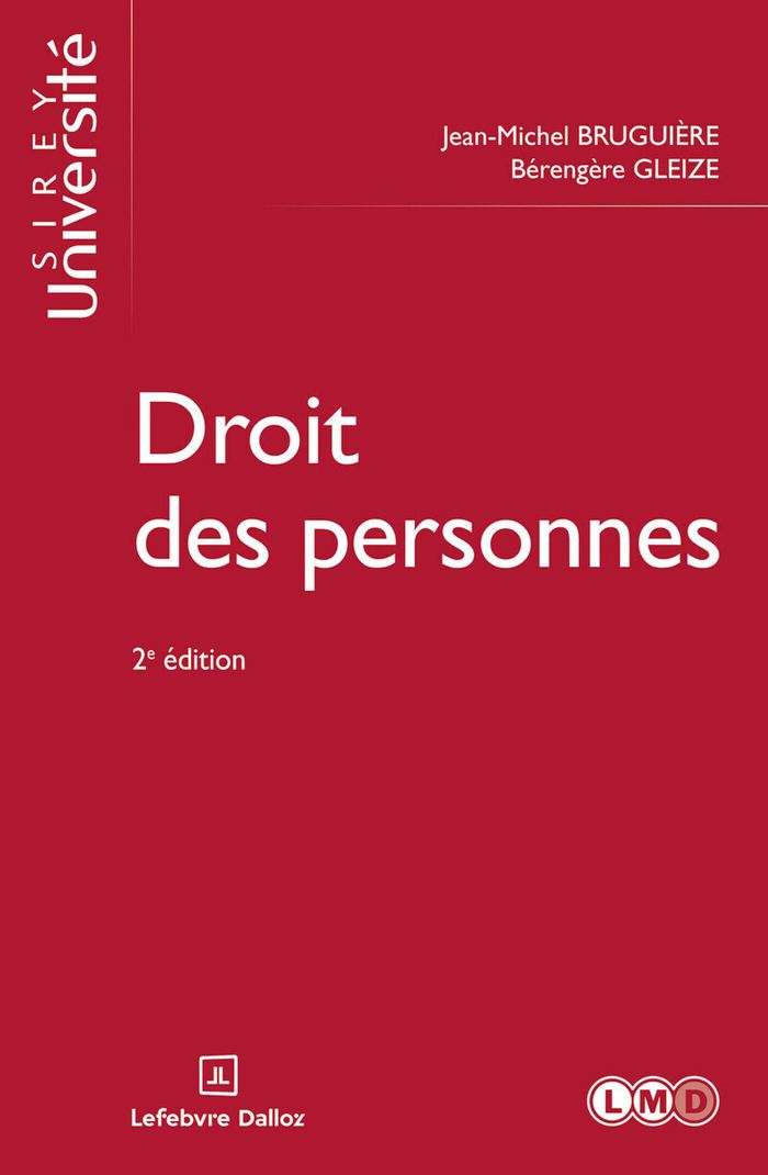 Couverture du livre « Droit des personnes » de Jean-Michel Bruguière, librairie Les Contes Infusés à Corte