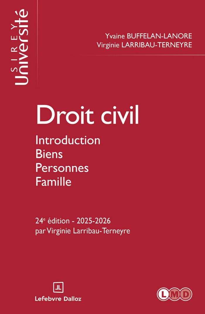 Couverture du livre « Droit civil : introduction, biens, personnes, famille » de Yvaine Buffelan-Lanore, librairie Les Contes Infusés à Corte