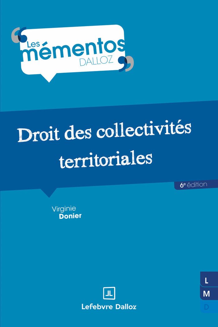 Couverture du livre « Droit des collectivités territoriales » de Virginie Donier, librairie Les Contes Infusés à Corte