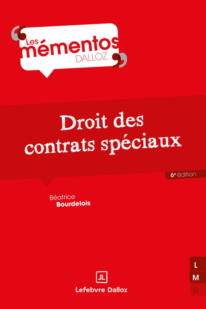 Couverture du livre « Droit des contrats spéciaux » de Béatrice Bourdelois, librairie Les Contes Infusés à Corte