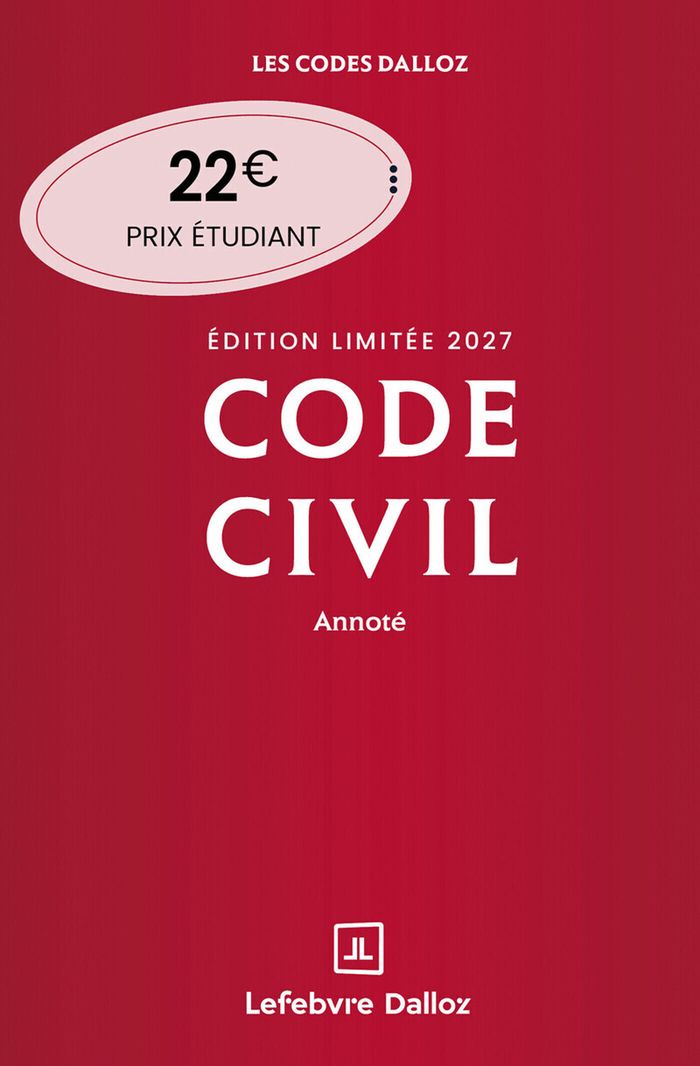 Couverture du livre « CODE CIVIL 2027 ANNOTE. EDITION LIMITEE. 126E ED. », librairie Les Contes Infusés à Corte