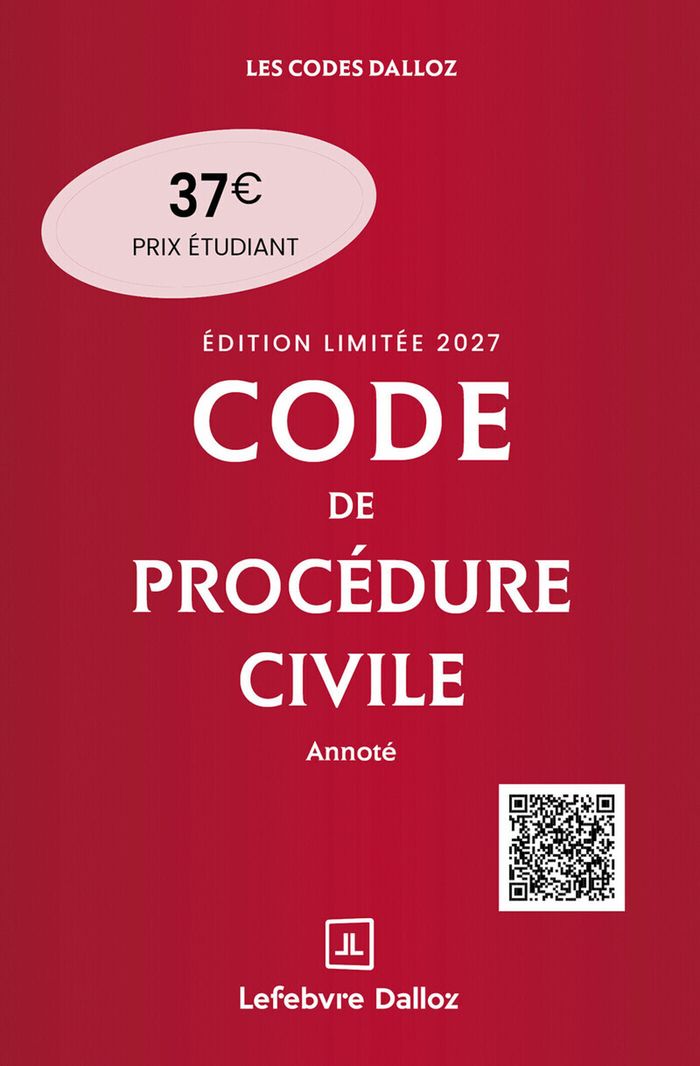 Couverture du livre « CODE DE PROCEDURE CIVILE 2027 ANNOTE. EDITION LIMITEE. 118E ED. », librairie Les Contes Infusés à Corte