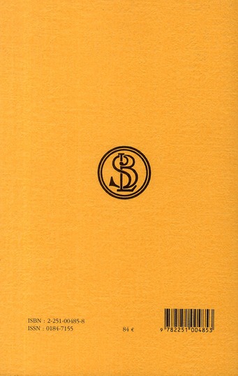 Quatrième de couverture de « TRAGEDIES. TOME VIII, 2E PARTIE: FRAGMENTS DE BELLEROPHON A PROTESILAS »