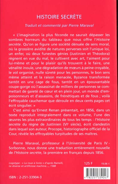 Quatrième de couverture de « HISTOIRE SECRETE - SUIVI DE "ANEKDOTA" PAR ERNEST RENAN »