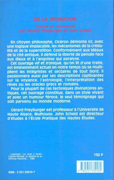 Quatrième de couverture de « DE LA DIVINATION »