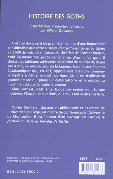 Quatrième de couverture de « HISTOIRE DES GOTHS »