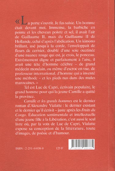 Quatrième de couverture de « CAMILLE ET LES GRANDS HOMMES »