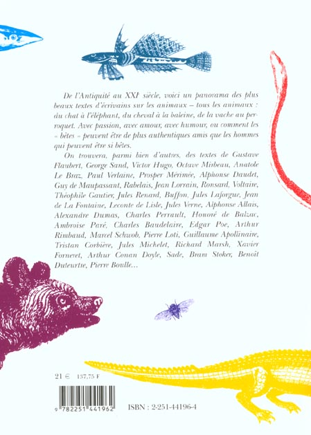 Quatrième de couverture de « BESTIAIRE DES ECRIVAINS (LE) »