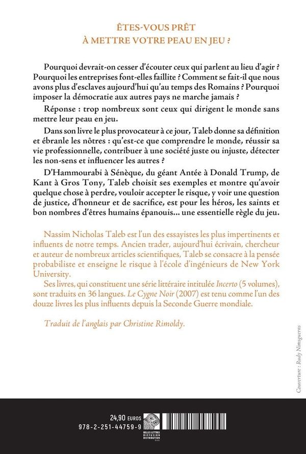 Quatrième de couverture de « JOUER SA PEAU - ASYMETRIES CACHEES DANS LA VIE QUOTIDIENNE »