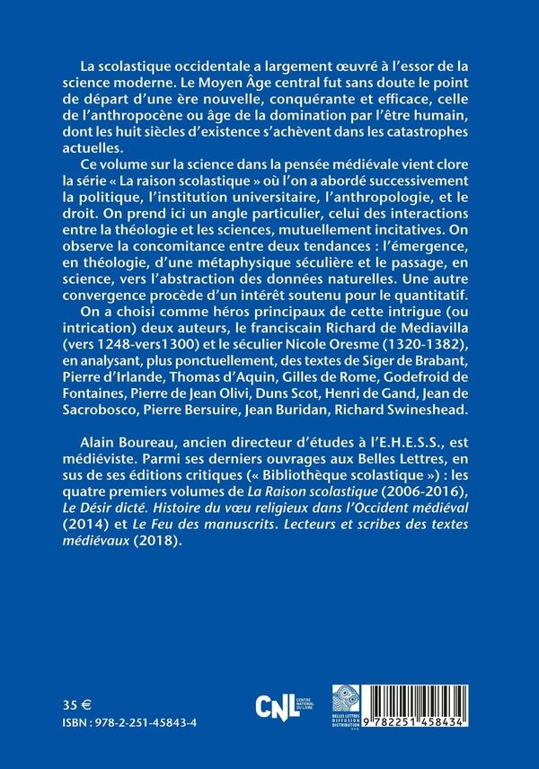 Quatrième de couverture de « Les seuils du monde : quelques aventures en sciences dans la pensée scolastique, 1200-1360 »