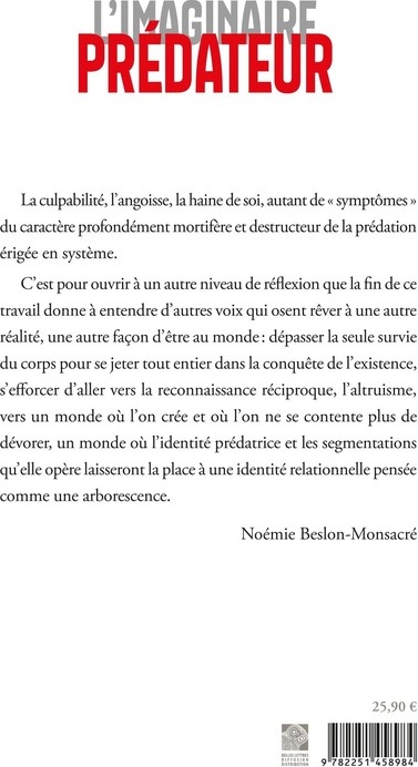 Quatrième de couverture de « L'imaginaire prédateur »