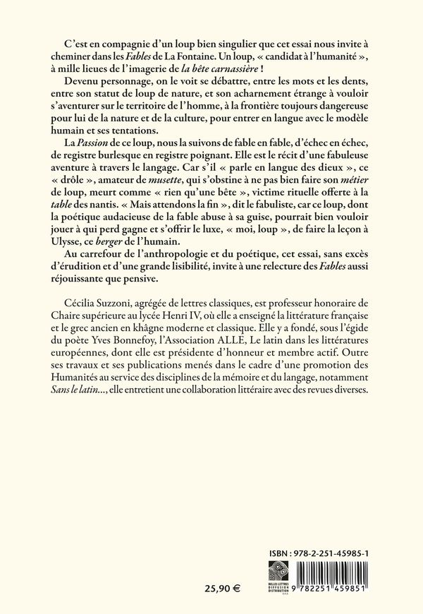 Quatrième de couverture de « LA PASSION DU LOUP - DANS LES FABLES DE LA FONTAINE »