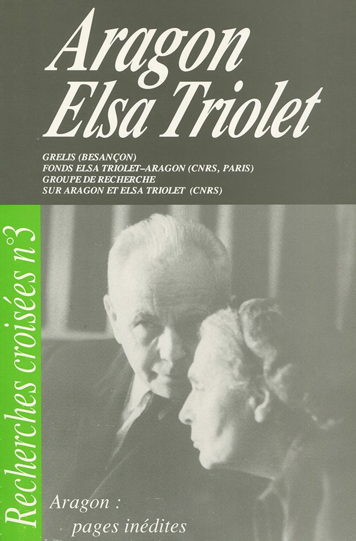 Couverture du livre « RECHERCHES CROISEES, ARAGON/ELSA TRIOLET » de Xxx, librairie Les Contes Infusés à Corte