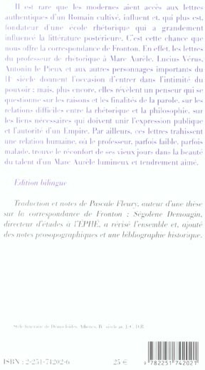 Quatrième de couverture de « CORRESPONDANCE »