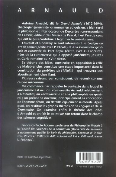 Quatrième de couverture de « ARNAULD »