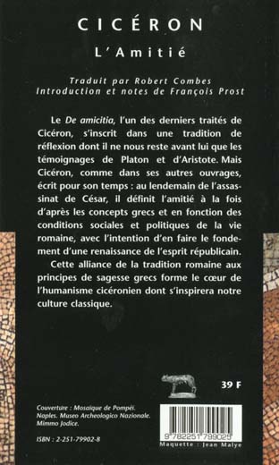 Quatrième de couverture de « L'AMITIE »