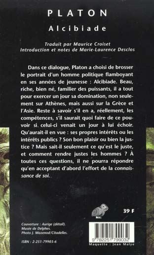 Quatrième de couverture de « ALCIBIADE - . »