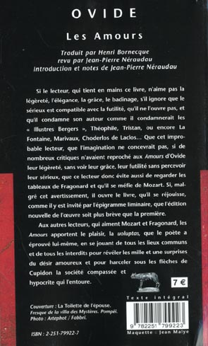 Quatrième de couverture de « LES AMOURS »