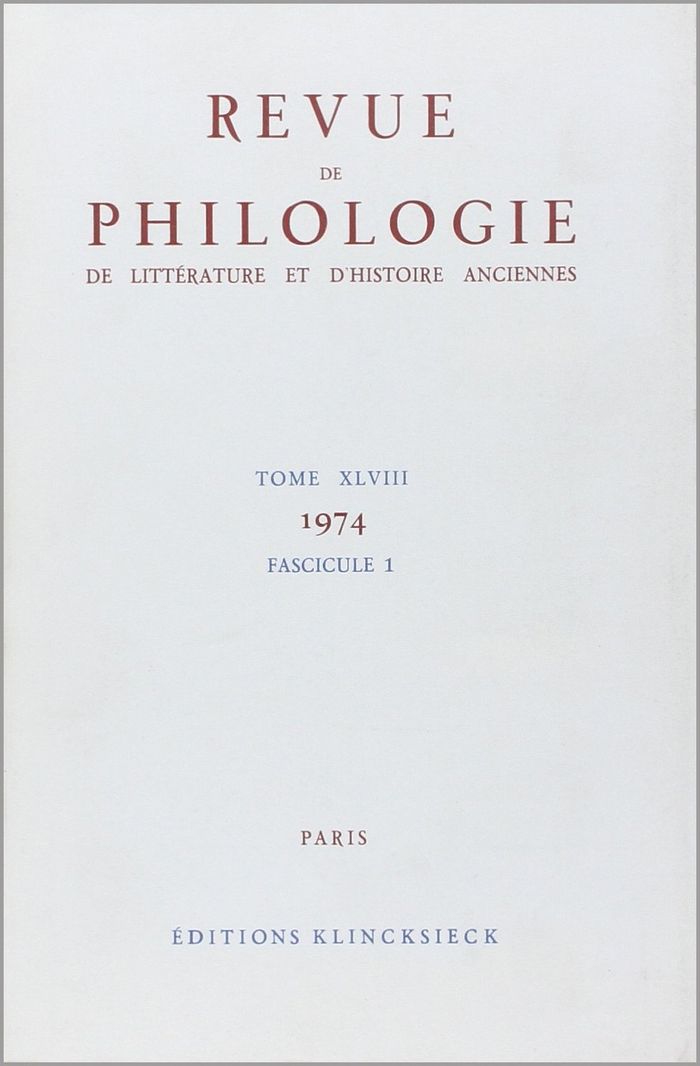 Couverture du livre « REVUE DE PHILOLOGIE 1974/T48,1 » de Xxx, librairie Les Contes Infusés à Corte
