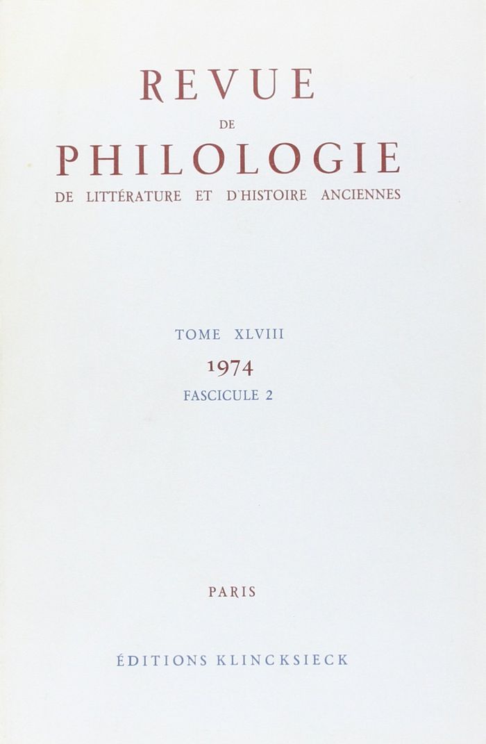 Couverture du livre « REVUE DE PHILOLOGIE 1974/T48,2 » de Xxx, librairie Les Contes Infusés à Corte