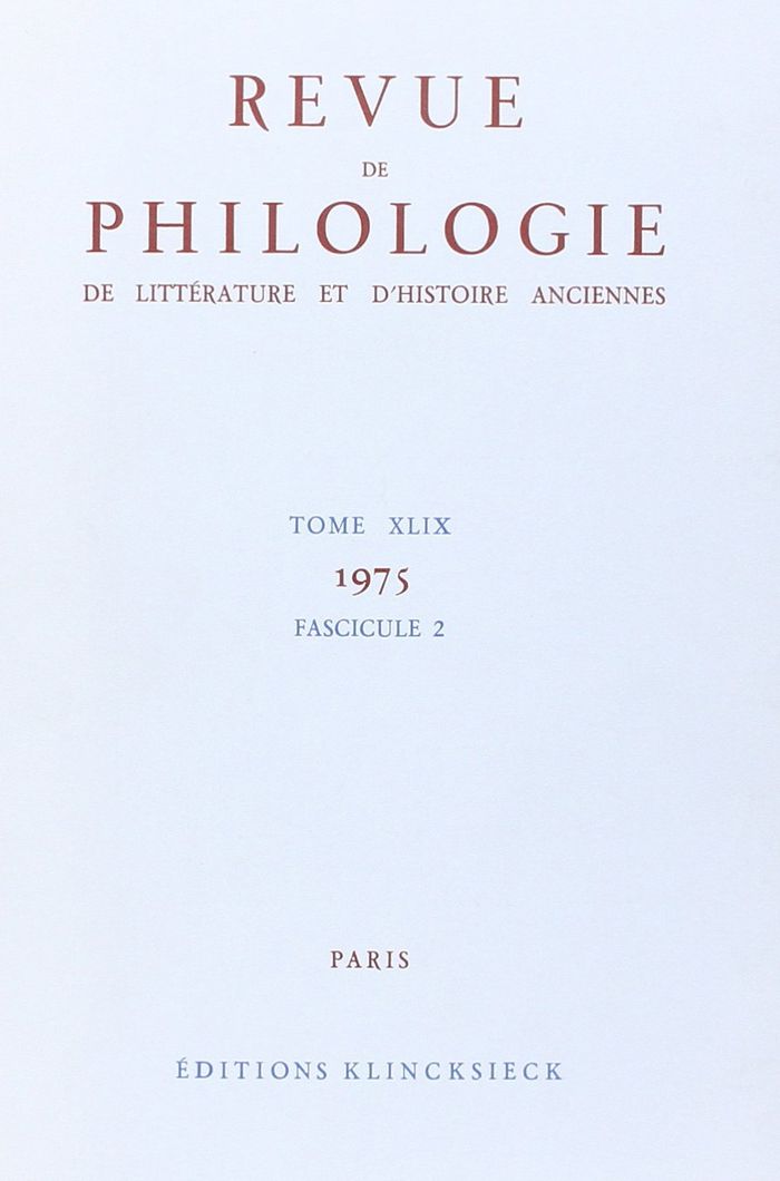Couverture du livre « REVUE DE PHILOLOGIE 1975/T49,2 » de Xxx, librairie Les Contes Infusés à Corte